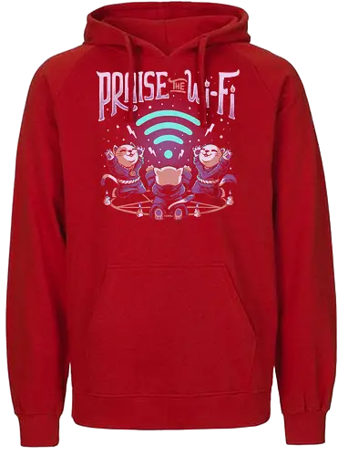 Praise the Wifi - wifi, cat, neko, praise, Demonwifi, Wireless, W-Lan, katze - Fairtrade Hoodie