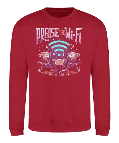 Praise the Wifi - wifi, cat, neko, praise, Demonwifi, Wireless, W-Lan, katze - Sweatshirt