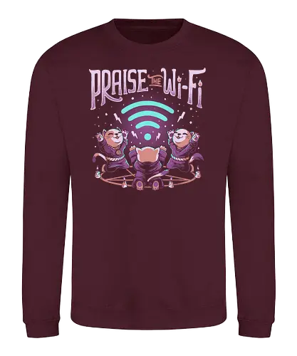 Praise the Wifi - wifi, cat, neko, praise, Demonwifi, Wireless, W-Lan, katze - Sweatshirt