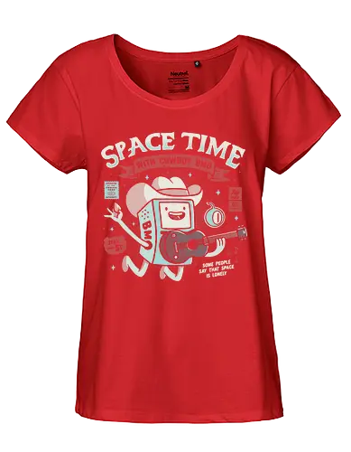 Space Time - tv, cartoon, space, BMO, space cowboy, adventure, time - Fairtrade Girl Shirt