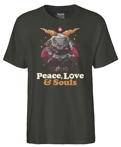 Peace, Love And Souls - frieden, liebe, satan, baphomet, seele - Fairtrade T-Shirt