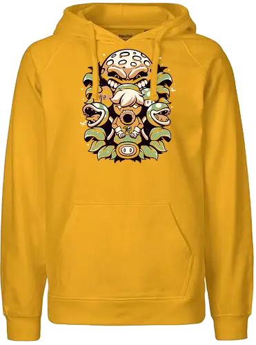Retro Garden - mask, maske, Piranha, feuer, blume, mario, retro, mond - Fairtrade Hoodie