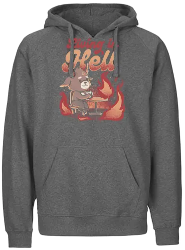 Living In Hell - hölle, hell, dämon, baphomet, This is fine, feuer, fire - Fairtrade Hoodie