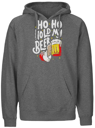 Ho Ho Hold My Beer - christmas, weihnachten, hold my beer, Knitted, bier - Fairtrade Hoodie