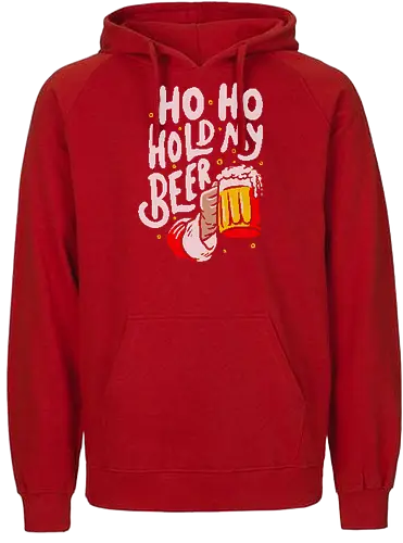Ho Ho Hold My Beer - christmas, weihnachten, hold my beer, Knitted, bier - Fairtrade Hoodie