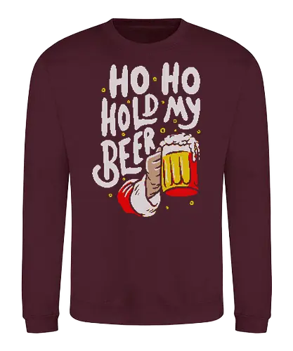 Ho Ho Hold My Beer - christmas, weihnachten, hold my beer, Knitted, bier - Sweatshirt