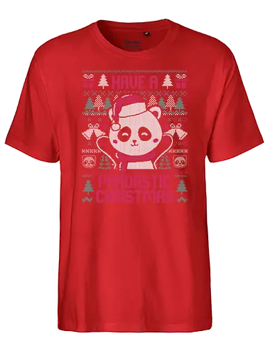 Pandastic Christmas - panda, christmas, weihnachten, Knitted, Ugly swter, Ugly christmas swter - Fairtrade T-Shirt
