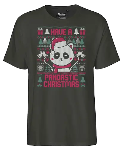 Pandastic Christmas - panda, christmas, weihnachten, Knitted, Ugly swter, Ugly christmas swter - Fairtrade T-Shirt