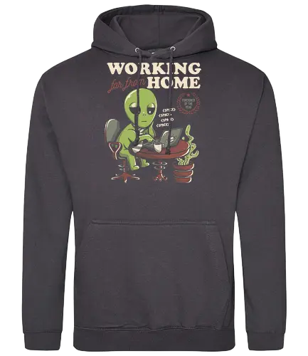 Working Far From Home - Home office, space, alien, bored, far away - Standard Hoodie