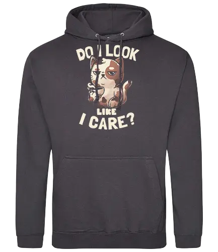 Do I Look Like I Care - grumpy, cat, katze, coffee, motivation - Standard Hoodie
