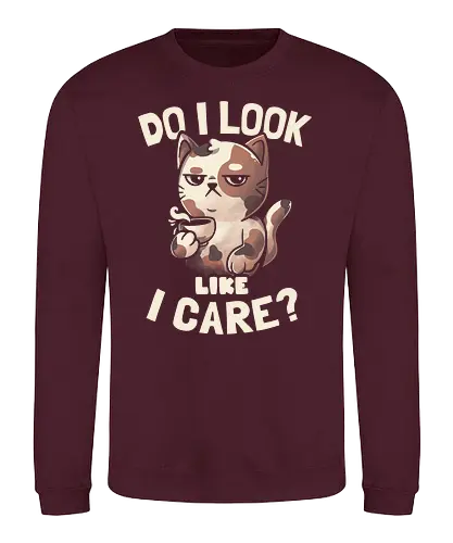 Do I Look Like I Care - grumpy, cat, katze, coffee, motivation - Sweatshirt