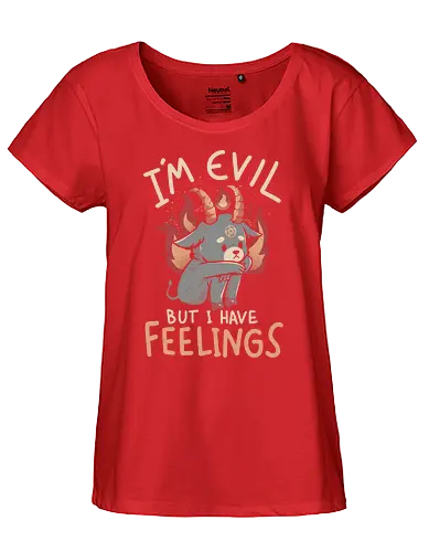 Im Evil But I Have Feelings - evil, baphomet, böse, gefühle, sad - Fairtrade Girl Shirt