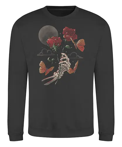 Love and Thorns - liebe, rosen, dornen, skelett, skeleton - Sweatshirt