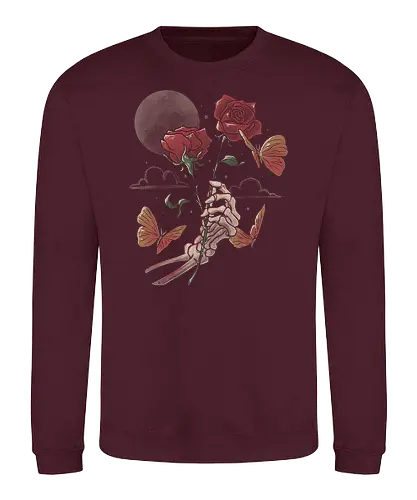 Love and Thorns - liebe, rosen, dornen, skelett, skeleton - Sweatshirt