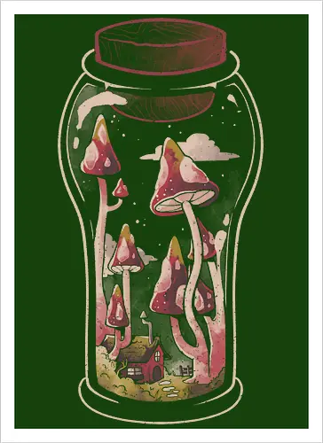 Gnome Jar - gnom, glas, jar, pilz, mushroom - Artprint