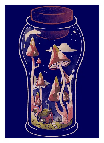 Gnome Jar - gnom, glas, jar, pilz, mushroom - Artprint