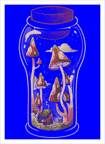 Gnome Jar - gnom, glas, jar, pilz, mushroom - Artprint