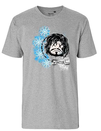 Winter is here - snow, ice, fire, jon, winter, mashup, album, cover, bHero of Time - Fairtrade T-Shirt