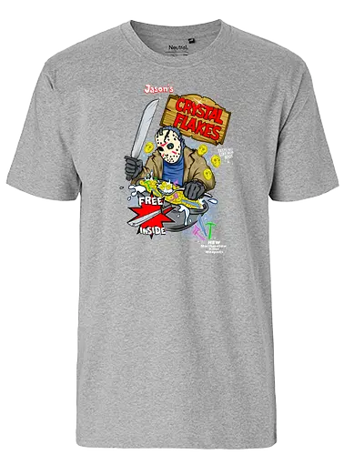 Jason's Crystal Flakes - jason, friday the 13th, freitag der 13., horror, müsli, flakes, crystal lake, movie, film, cerl - Fairtrade T-Shirt