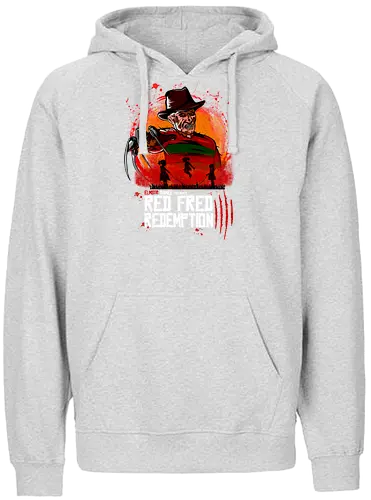 Red Fred Redemption - mashup, freddy krueger, red, redemption, gaming, film, movie, horror, western, dd - Fairtrade Hoodie