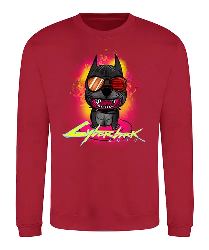 Cyberbark 2077 - gaming, cyberpunk, Bark, Cyberbark, 2077, mashup, dog, hund, fun - Sweatshirt