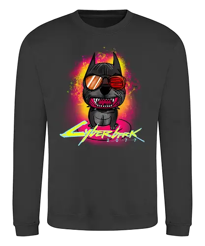 Cyberbark 2077 - gaming, cyberpunk, Bark, Cyberbark, 2077, mashup, dog, hund, fun - Sweatshirt