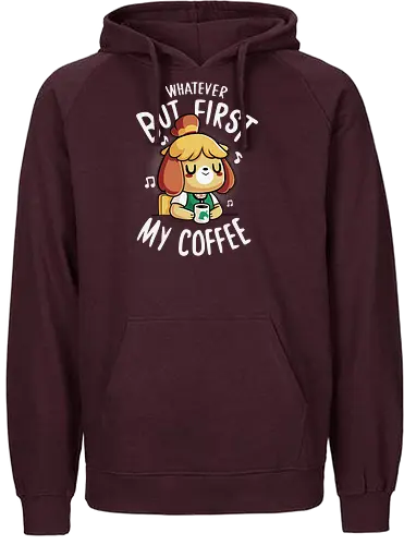First my Coffee - kaffee, animal, Crossing, isabelle, monday, morning - Fairtrade Hoodie