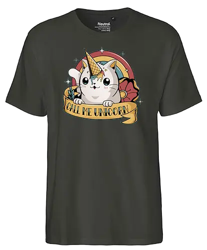 Call me Unicorn - einhorn, katze, cat, cone, eis, tattoo, icecrm - Fairtrade T-Shirt