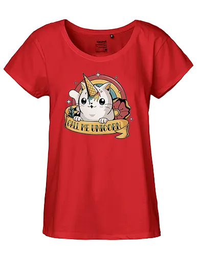 Call me Unicorn - einhorn, katze, cat, cone, eis, tattoo, icecrm - Fairtrade Girl Shirt