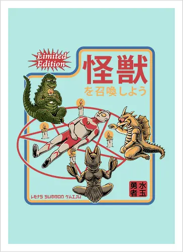 Let's summon Kaiju - ouija, beschwören, satan, kaiju, monster, summon, dark, goth, pentagram, candles - Artprint