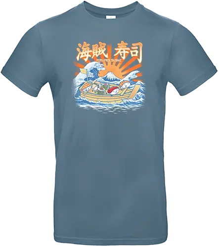 Sushi Pirates - sushi, pirates, kanagawa, nigiri, maki, fish, fisch, welle, meer, fuji, fujisan, japan, nippon, pirat, grt wave - Standard T-Shirt