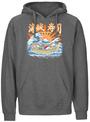 Sushi Pirates - sushi, pirates, kanagawa, nigiri, maki, fish, fisch, welle, meer, fuji, fujisan, japan, nippon, pirat, grt wave - Fairtrade Hoodie