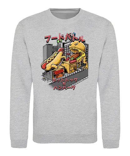 Burger vs Hotdog - burger, hotdog, hamburger, cheeseburger, würstchen, kaiju, monster, food, essen, fastfood - Sweatshirt