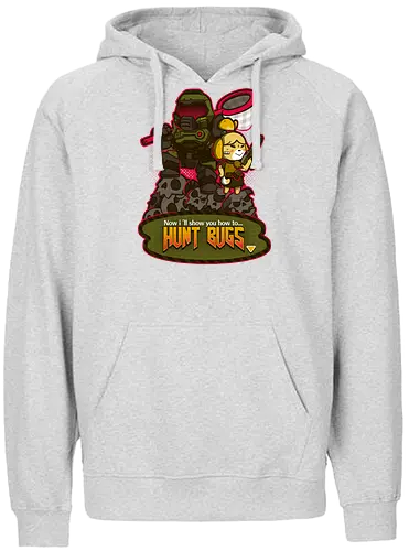 Bug Hunt - gaming, mashup, AC, doom, animal, Crossing, cute, kawaii - Fairtrade Hoodie