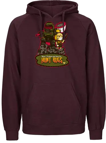 Bug Hunt - gaming, mashup, AC, doom, animal, Crossing, cute, kawaii - Fairtrade Hoodie