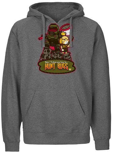 Bug Hunt - gaming, mashup, AC, doom, animal, Crossing, cute, kawaii - Fairtrade Hoodie