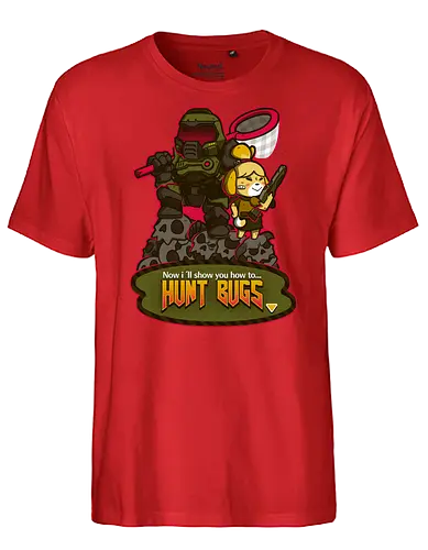 Bug Hunt - gaming, mashup, AC, doom, animal, Crossing, cute, kawaii - Fairtrade T-Shirt