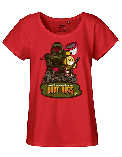 Bug Hunt - gaming, mashup, AC, doom, animal, Crossing, cute, kawaii - Fairtrade Girl Shirt