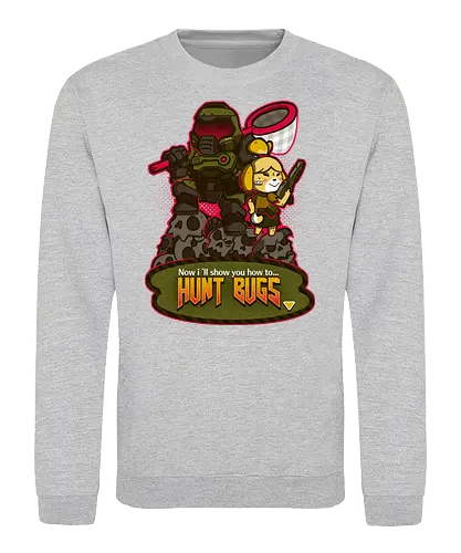 Bug Hunt - gaming, mashup, AC, doom, animal, Crossing, cute, kawaii - Sweatshirt