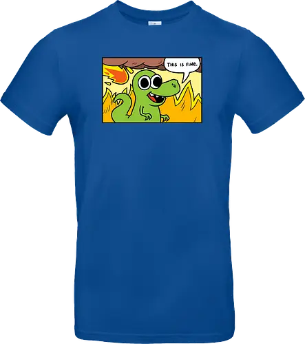 Dino Optimist - dino, fun, comic, apocalypse, meteor, fine, This is fine - Standard T-Shirt