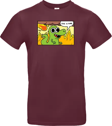 Dino Optimist - dino, fun, comic, apocalypse, meteor, fine, This is fine - Standard T-Shirt