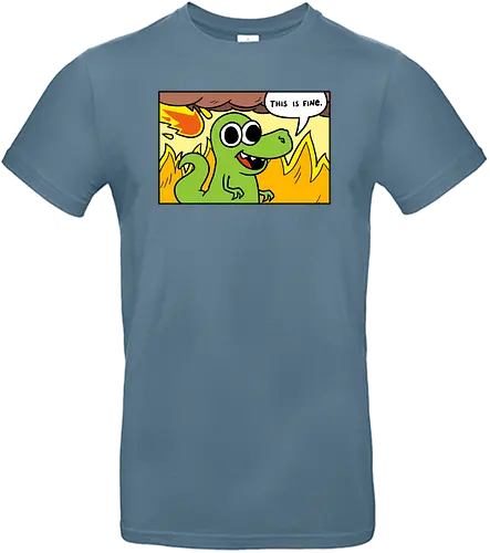 Dino Optimist - dino, fun, comic, apocalypse, meteor, fine, This is fine - Standard T-Shirt