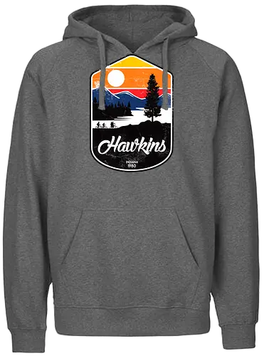 Hawkins - stranger, things, hawkins, indiana, stranger kids, eleven, dustin, mike, will, sunset - Fairtrade Hoodie