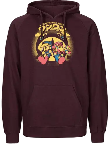 Chomp between Worlds - chomp, dog, cute, Hero of Time, plumber, gaming, classic gaming - Fairtrade Hoodie