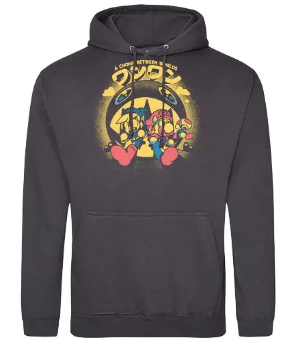 Chomp between Worlds - chomp, dog, cute, Hero of Time, plumber, gaming, classic gaming - Standard Hoodie