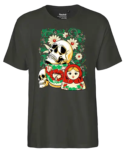 Skull Matryoshka - matroschka, russia, skull, schädel, puppe, Matrjoschka - Fairtrade T-Shirt