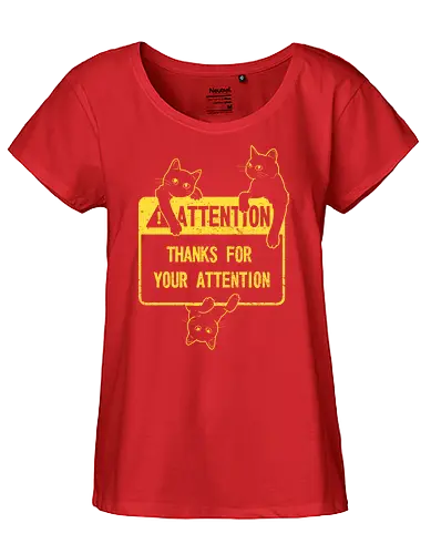 Attention - attention, Cats, katze, warning - Fairtrade Girl Shirt