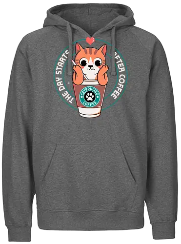 Catppuccino - cat, katze, kaffee, Cappuccino - Fairtrade Hoodie