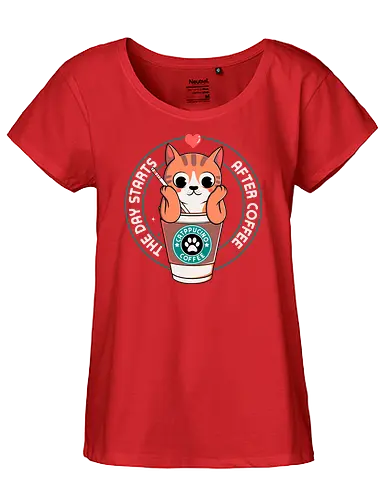 Catppuccino - cat, katze, kaffee, Cappuccino - Fairtrade Girl Shirt