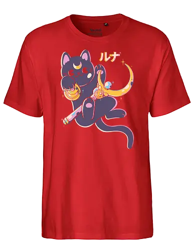 Moon - sailor, moon, luna, cat, katze, anime - Fairtrade T-Shirt